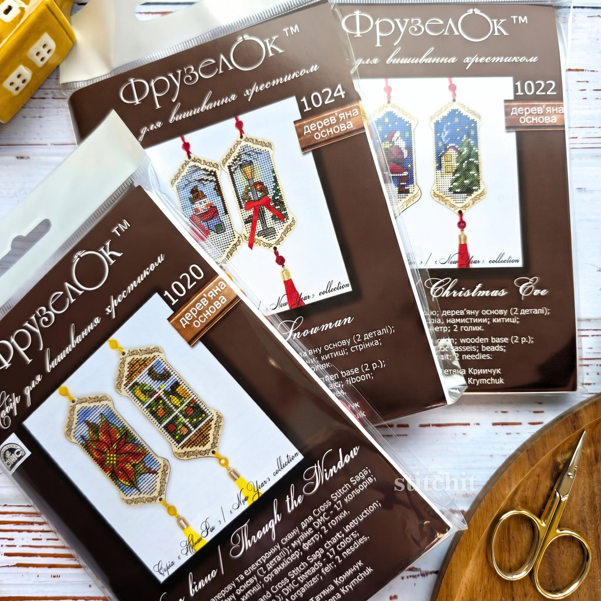 Snowman Cross Stitch Kit | Wooden Christmas Ornament | DIY Embroidery Kit | Holiday Decor