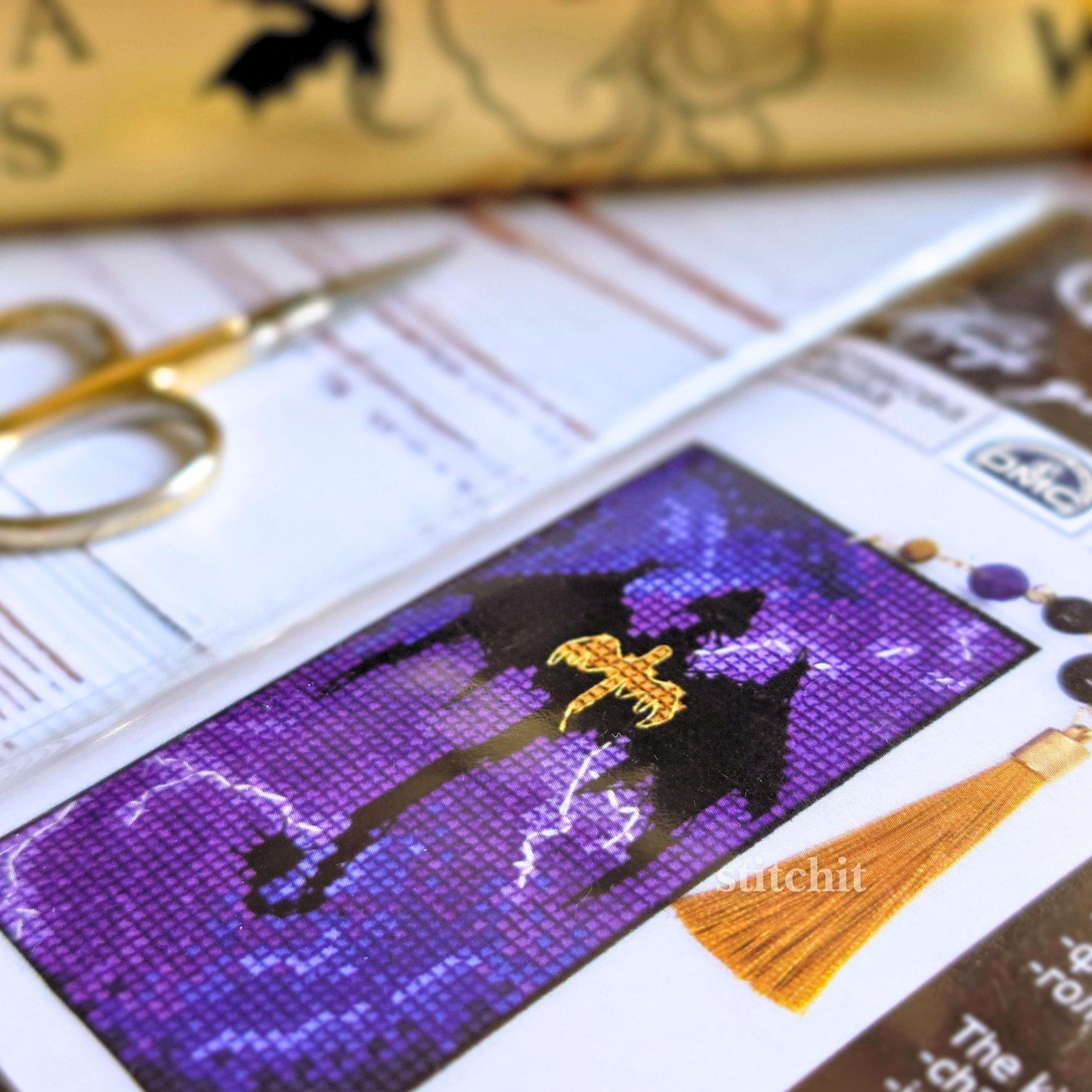 Dragons Bookmark Cross Stitch Kit | Fantasy Book Lover Romantasy Embroidery Kit