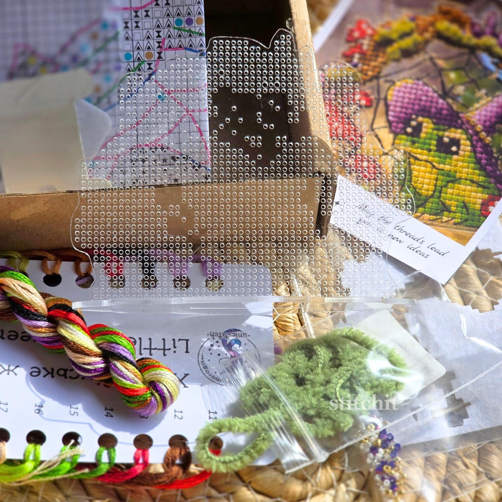 Modern Embroidery Kit On Plastic | Halloween Frog | Unboxed