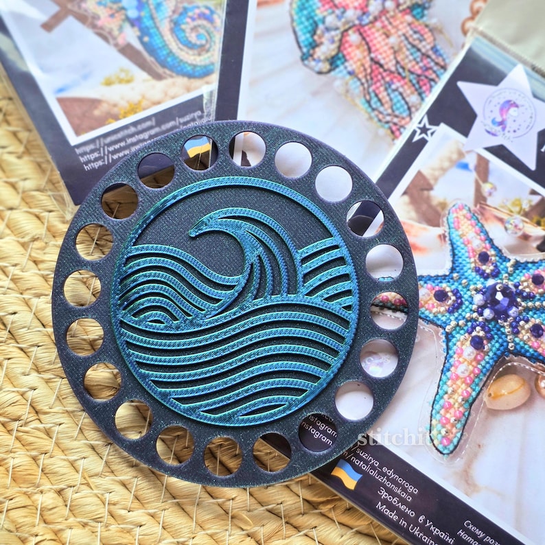 Shell Pearl Bead Cross Stitch Kit on Flexible Plastic | Ocean Embroidery Kit