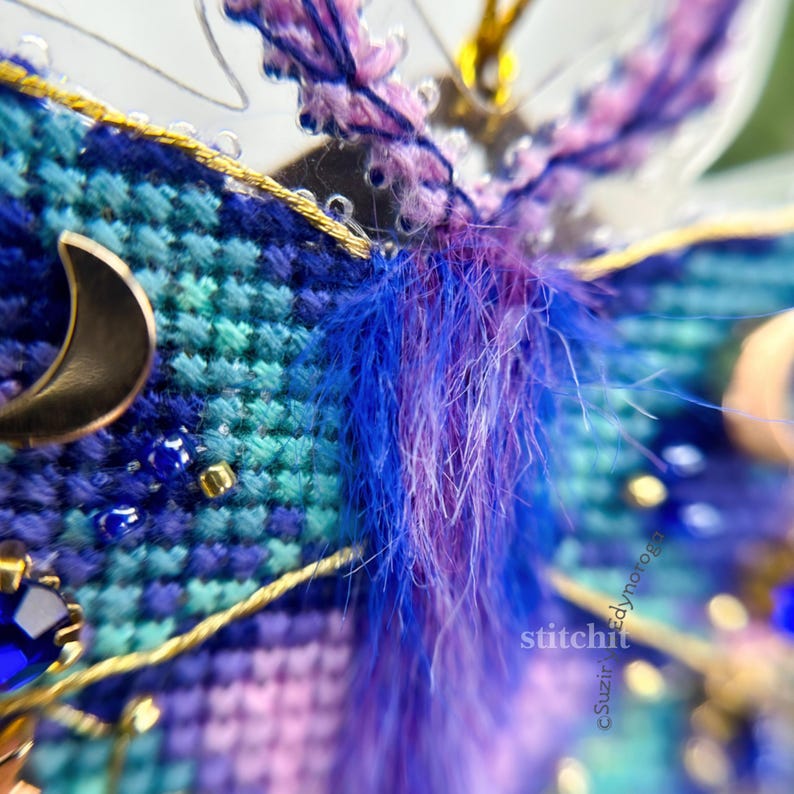 Celestial Butterfly Cross Stitch Kit | Moon & Stars | Flexible Plastic Embroidery Kit