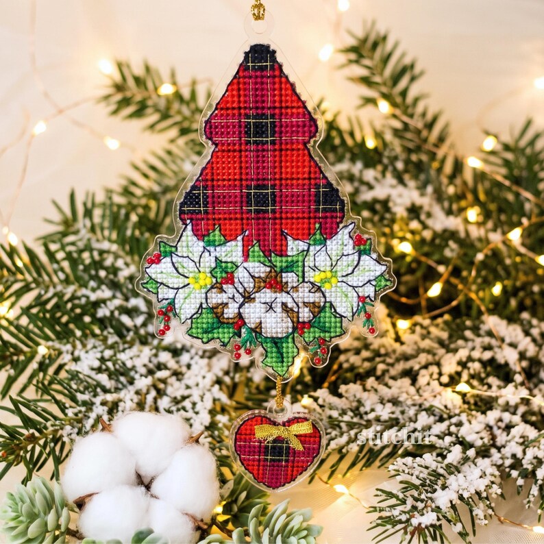 Small Embroidery Kit On Plastic | Christmas Tree | Product Preview On Christmas Tree