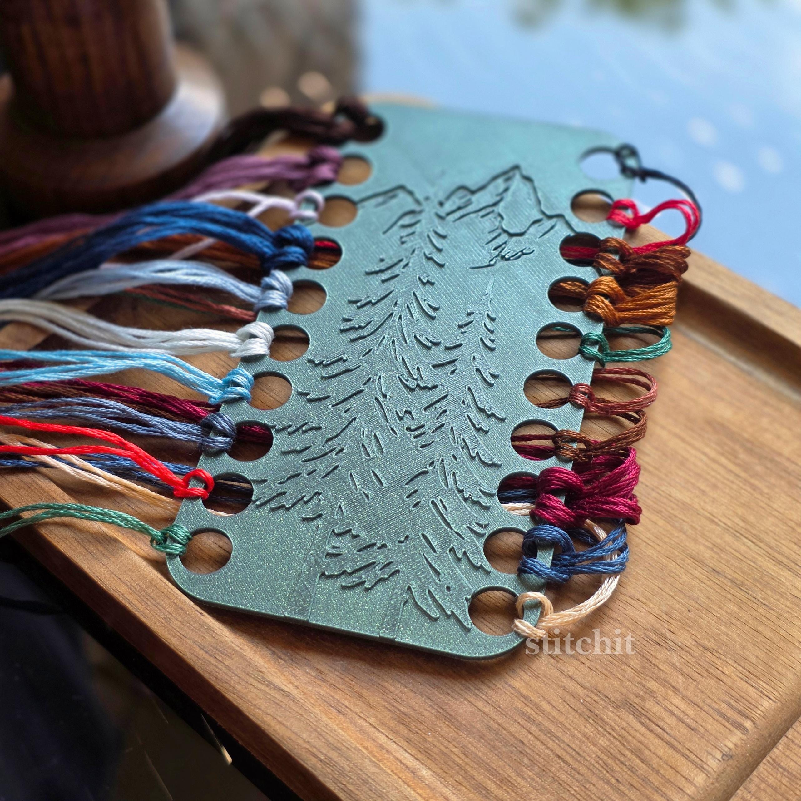 Thread Organizer 3D Printed | Embroidery & Cross Stitch Floss Holder, Mountain Pine Forest Design