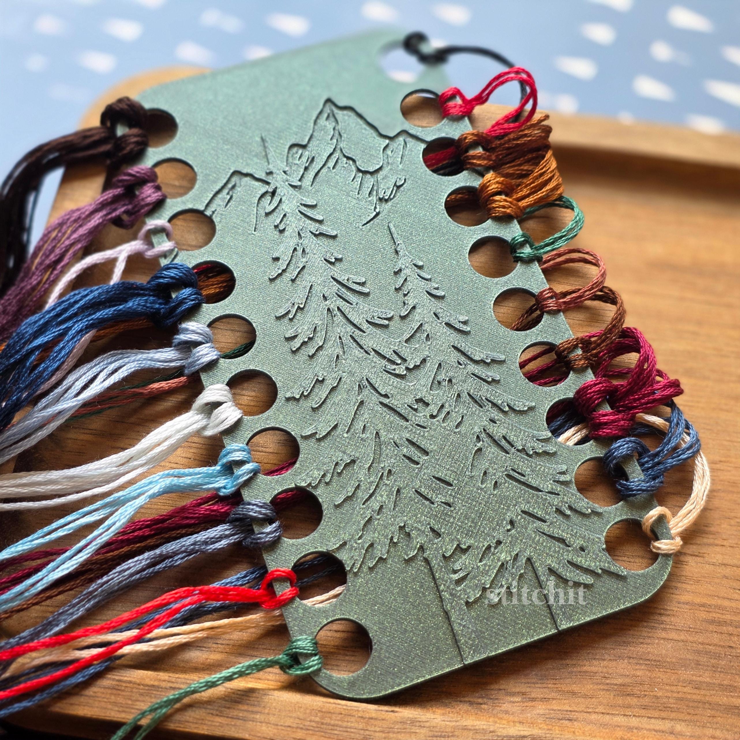 Thread Organizer 3D Printed | Embroidery & Cross Stitch Floss Holder, Mountain Pine Forest Design