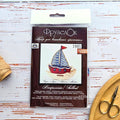 Sailboat Cross Stitch Kit on Wood | Standing Nautical Decor