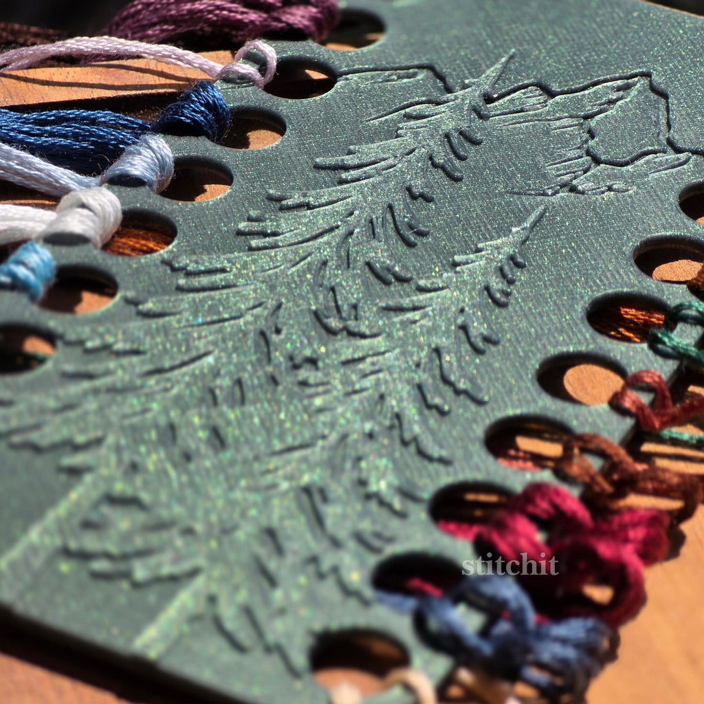 Thread Organizer 3D Printed | Embroidery & Cross Stitch Floss Holder, Mountain Pine Forest Design