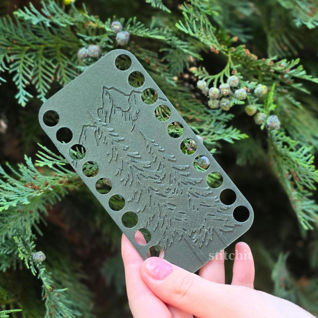 Thread Organizer 3D Printed | Embroidery & Cross Stitch Floss Holder, Mountain Pine Forest Design