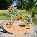 Sunflower Horse Cross Stitch Kit on Wood | Embroidery Standing Decor