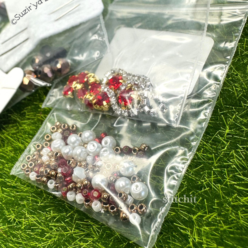 Kreuzstich-Set Krabbe mit Perlen | Stickornament Meerestier, flexible Kunststoffbasis