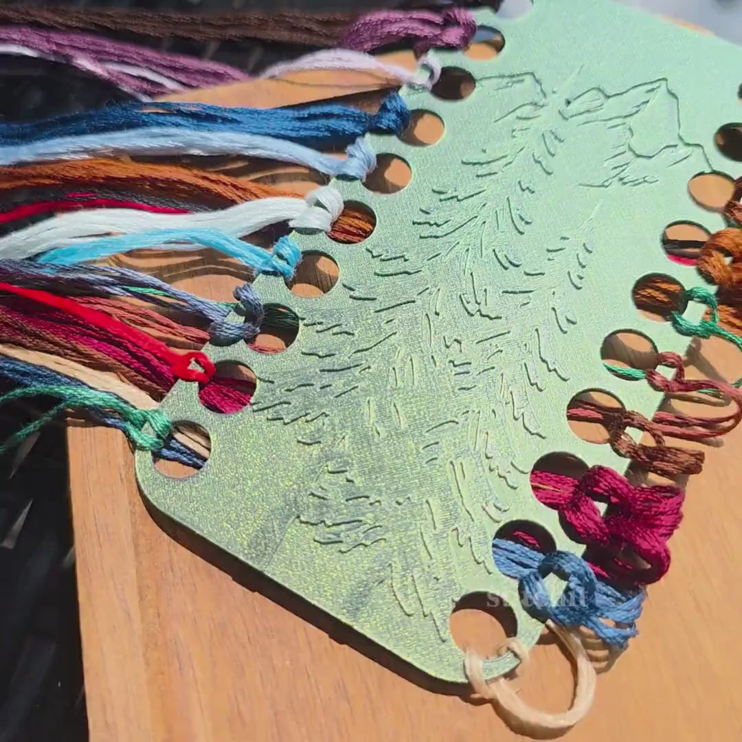 Thread Organizer 3D Printed | Embroidery & Cross Stitch Floss Holder, Mountain Pine Forest Design