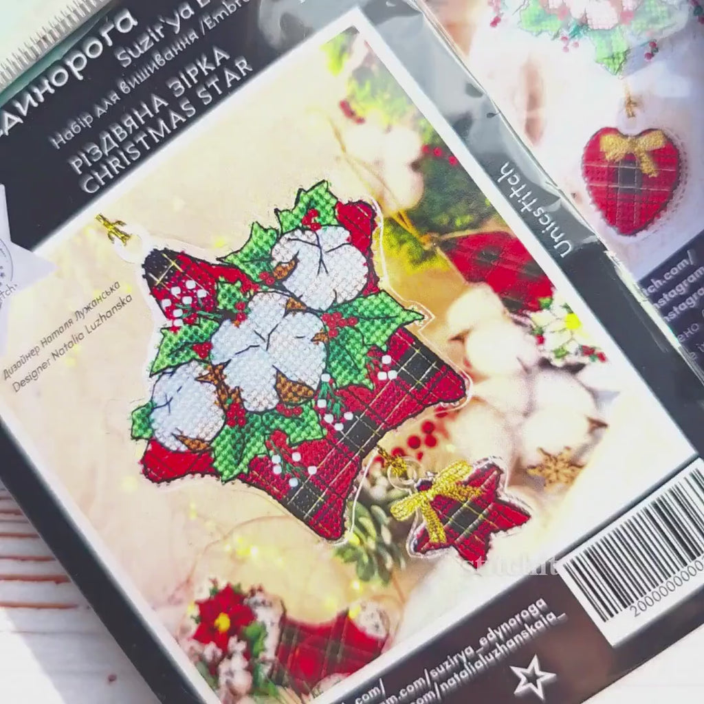 Christmas Star Embroidery Kit on Flexible Plastic | DIY Tree Ornament
